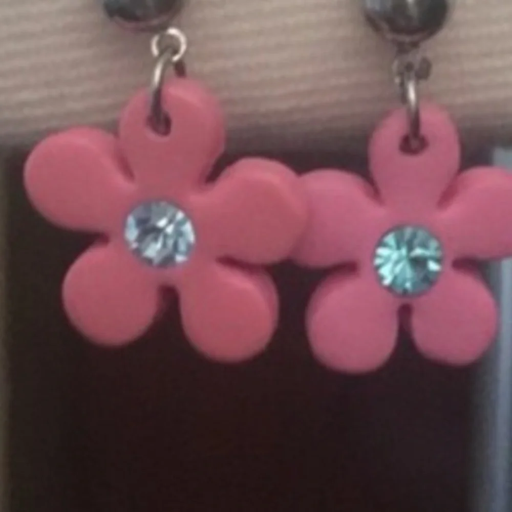 Pink Flower Dangle Earrings